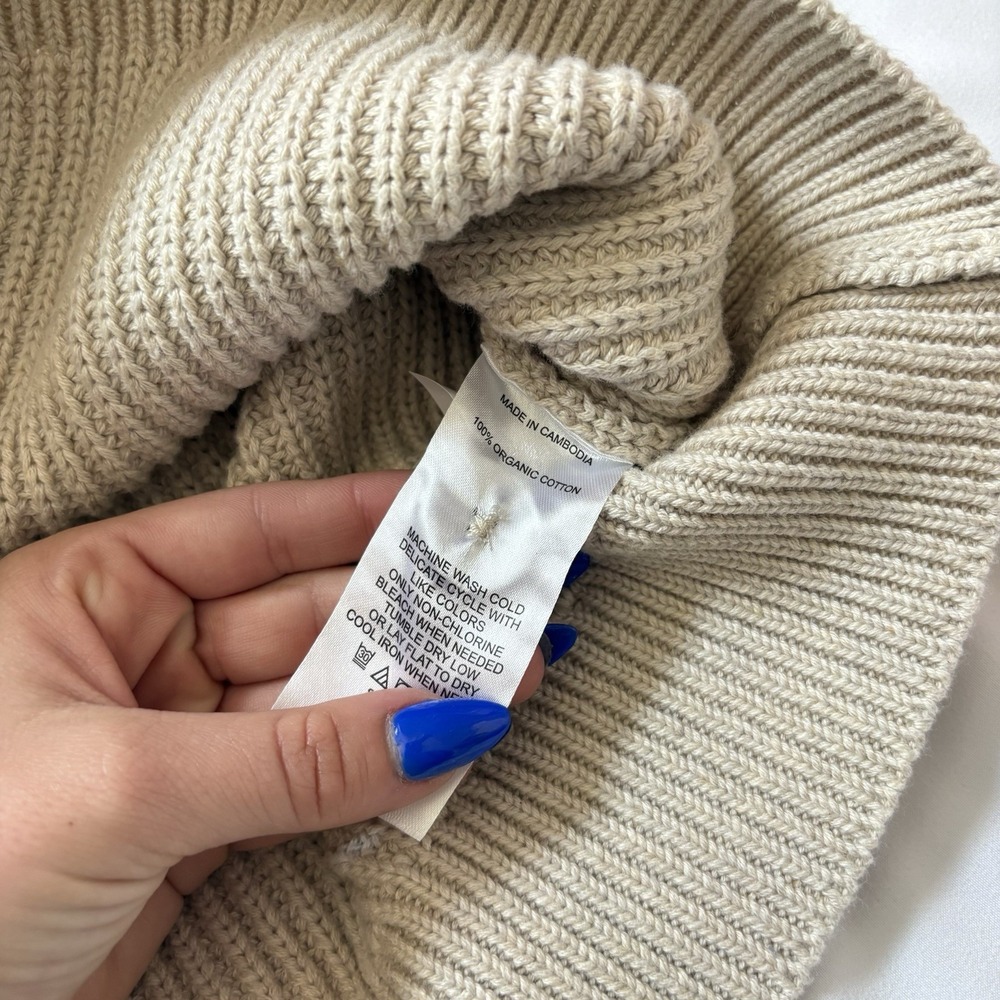 Quince Cardigan Organic 100% Cotton Oversized Boyfriend Beige Womens Large - Picture 6 of 7